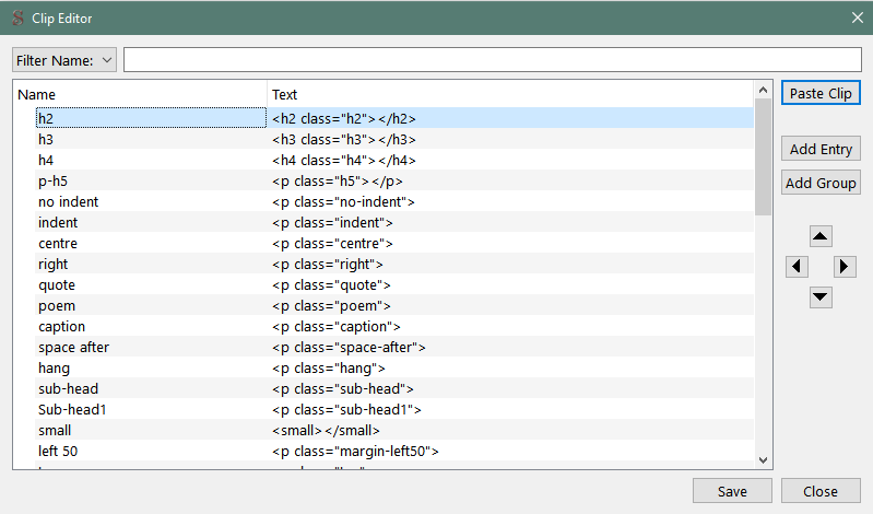 Clip Editor main dialog.