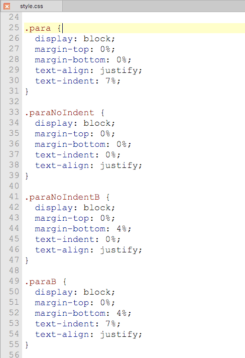 Image of editing Stylesheet in CodeView using multi-line format