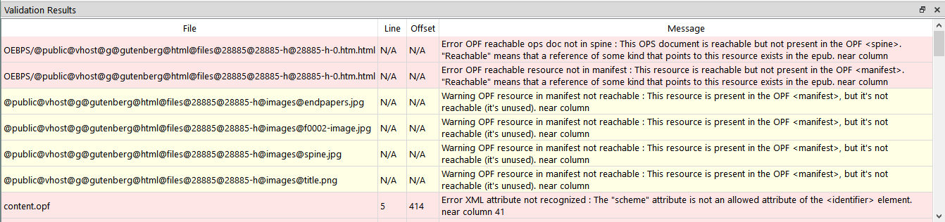 Image of the Validation window in action.